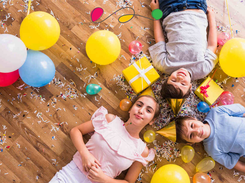 Children’s party in Dubai with vibrant decorations, themed activities, and kids enjoying a magical celebration.